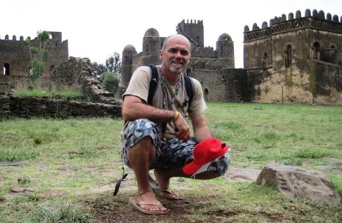 Three of the castles can be seen behind me, with the one plastered by the Italians on the right...