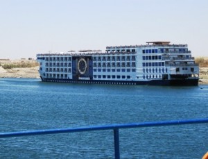 One of the more upmarket ferries taking tourists to Abu Simbel on Lake Nasser...