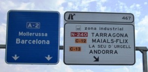 On the road down to Barcelona, the first sign for Andorra...