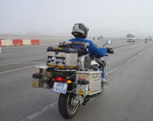 Early morning mist as I head out onto the runway of Gibraltar Airport...