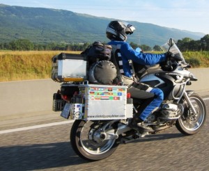 Erwan takes a snap of me on our way out to Gex...