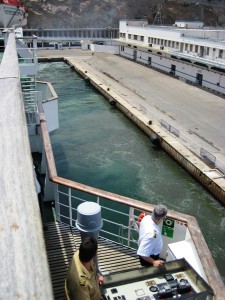 Leaving Africa... The Captain inches away from the jetty in Oran, Algeria...