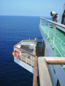 ...and takes us into the cobalt blue waters of the Mediterranean...