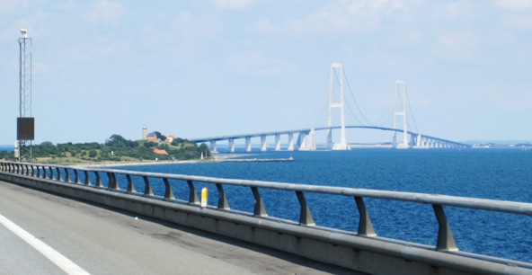 13. The Great Belt Bridge looms up on the horizon...