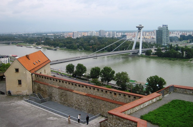 9. View over part of the city from atop the castle walls... The Dunaj River runs through the Southern part of the city...