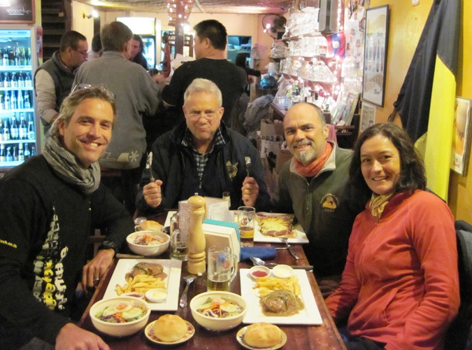 13. Simon, Will and Lisa, enjoying a meal with GB at the Belgiun restaurant...
