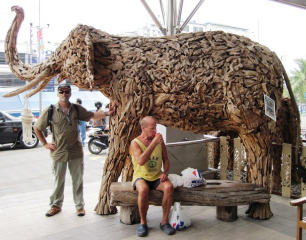 4. This lifesize elephant is made up of small pices of driftwood...