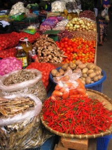 7. Chillies, tomatoes. and onions find their way into many dishes here in South East Asia...