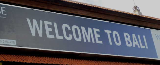 1. Exiting the airport, the only toll gate on the island, welcomes us to Bali and Indonesia...