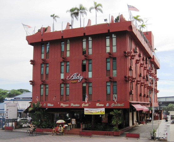 4. In keeping with the history of the immediate area, many of the building are painted a deep rust colour, including this hotel...