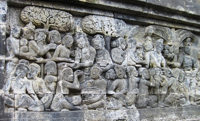 16. This relief depicts Buddhas early life, when his father, hearing of his plans to leave