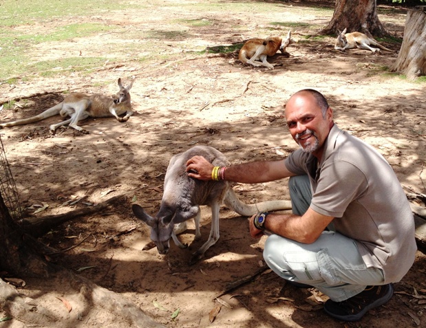 4. Tickling a Gray Kangaroo... Their fur is as soft as a cat;s...!!