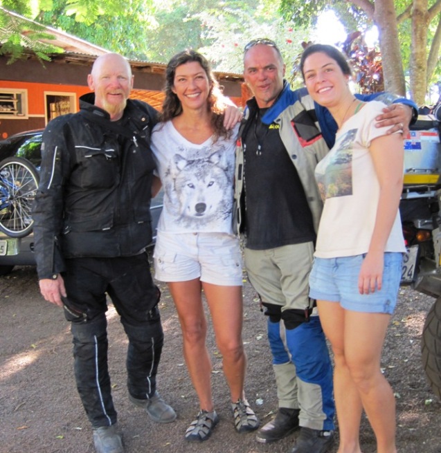 1. Roses among the thorns.. Silvia and her daughter bid Roger and I goodbye at Hostel Natura.