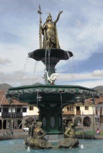13. The statue and fountain of the Inca, which graces the central Plaza de Armas...
