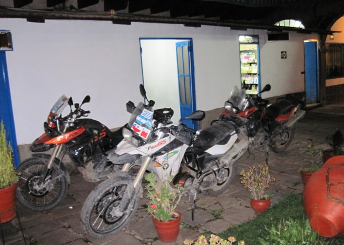 18. A trio of battered looking GS 800's were parked in the courtyard when I returned from dinner...