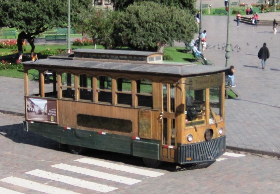 4. This cool wooden tram takes tourists on short rides around the Plaza de Armas and the streets surounding the main square...