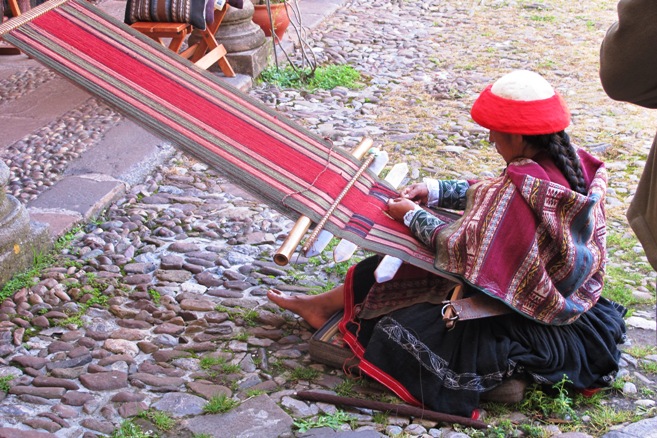 8. At the Inca museum, I watched a woman weaving a narrow tapestry...