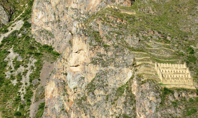 Another face on the mountainside... This one is of a grumpy looking guy, who is said to have been watching over the Incas toiling away in the fields below... He was there to remind them not be lazy, and to keep the storage rooms behind him, full of grain and other crops for the winter months...!!