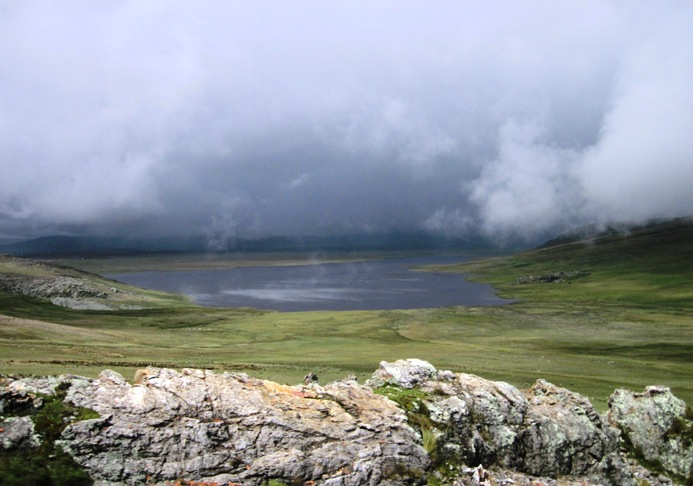 10. A small part of Laguna Conococha, high up on the Altiplano... The clouds in the background were blowing towards us, so we did not hang about for too long...!!