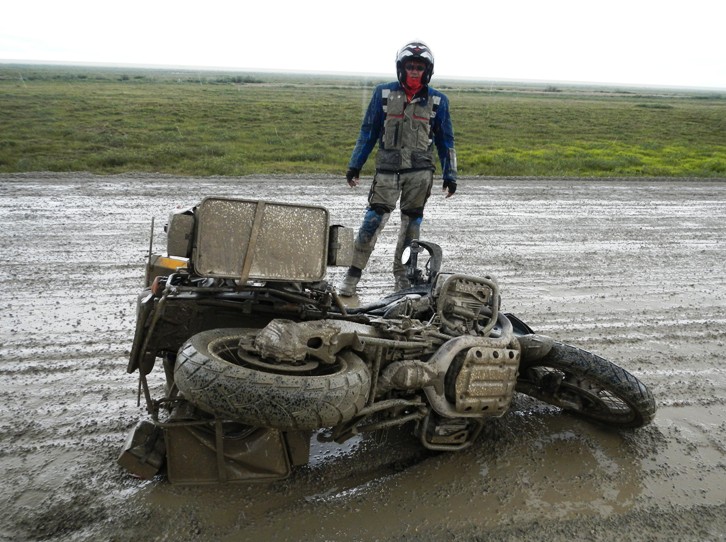 And then spoiled my day by losing control of the Big Fella in the thick mud on the Dalton Highway. My biggest "OFF" on my World Tour...
