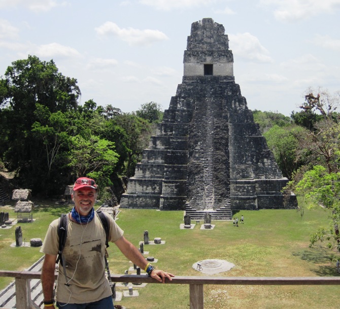 The Jaguar Temple, Tikal, Guatemala. The Mayan capital covers a vast area north of the lakeside town of Flores.