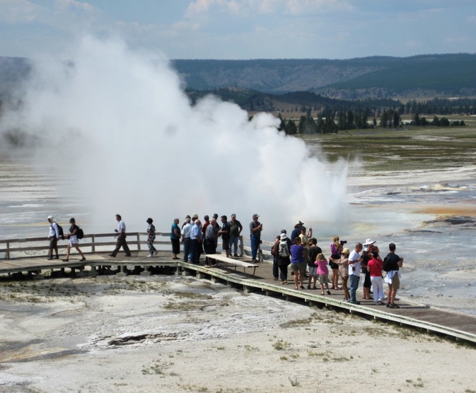 The hot springs and geysers of Yellowstone National Park.