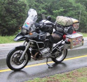 Just 10 minutes into my ride, I had to stop and get the rain-gear on.