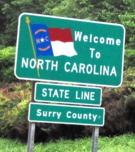 Crossing the state line into North Carolina, 5th state of the day.
