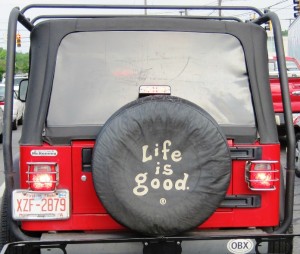 And just as we passed through Charlotte, I cam across this car whose spare tyre cover said it all !!