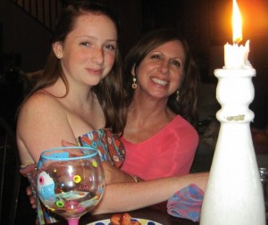 Birthday girl Karen and daughter Caroline