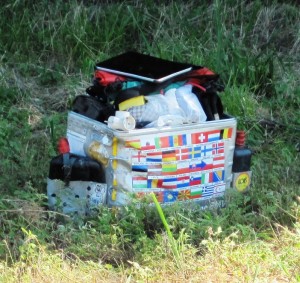 My left pannier had been ripped off the bike and it's contents strewn across the road