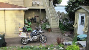 I was allowed to park the Big Fella right outside the back door ! No parking in the street for us !!