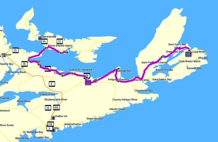 PEI to North Sydney, a 600 km ride that took almost 11 hours.