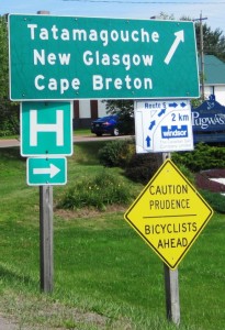 The first sign for Cape Breton, which was still a long way off, came soon after I left Pugwash...
