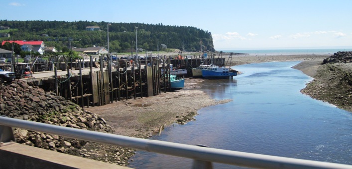 Low tide, Chignecto Bay. Diving off the bridge at low tide is not encouraged...