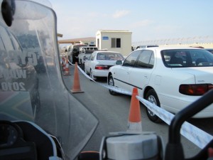 12. Barging through traffic at the border...