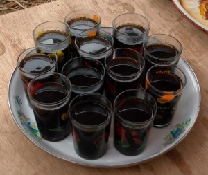 7. A tray bearing numerous cups of black coffee was brought forward...