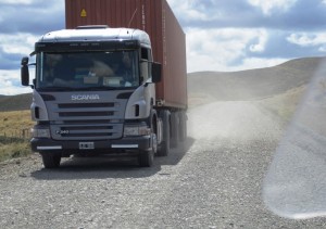 7. Oncoming trucks forced us onto the verge...